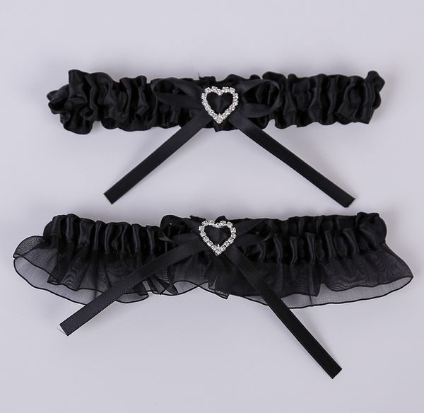 Black Bridal Garter Wedding Garter Belt Set Ruffled Organza With
