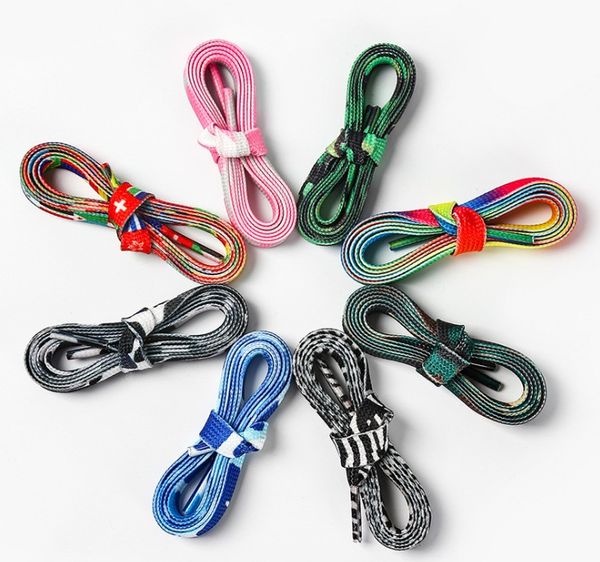 

1pair colorful laces rainbow gradient print flat canvas shoe lace shoes casual chromatic colour shoelaces 80cm/100cm/120cm, White;pink