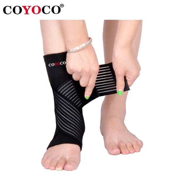 

1 pair bandage ankle brace support protect coyoco brand pressurizable foot anti sprain bicycle ankle guard warm nursing black, Blue;black