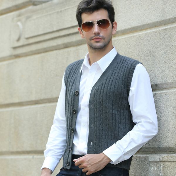 

nice men vest sweaters 111% cotton cardigan sleeveless male knitted single breasted v-neck men clothing size -3xl sudaderas, White;black
