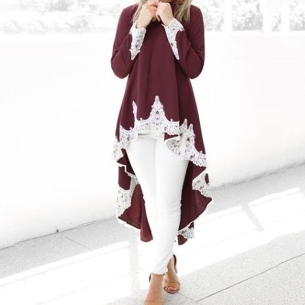 

autumn women long sleeve hoodie harajuku lace patchwork sweatershirt female asymmetrical hoodies sweatshirt female casual coat, Black