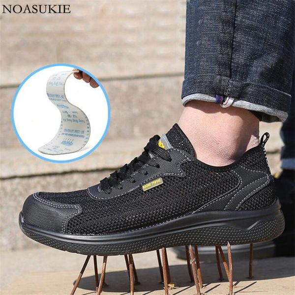 

summer steel safety shoes breathable mesh non-slip casual work shoes of men sneakers anti smashing puncture steel toe, Black