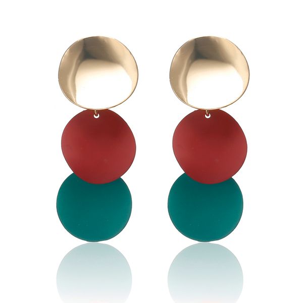 

3 color simpel color coin stud earrings for women grey red color ear jewelry for women wholesale and dropshipping, Golden;silver