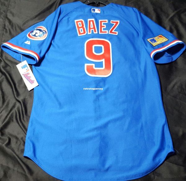 

majestic chicago #9 tbtc, javier baez, on field jersey mens stitched wholesale big and tall size xs-6xl baseball jerseys, Black;blue