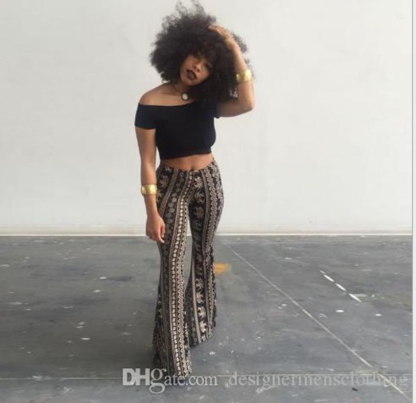 

дизайнер flare обычная полная длина мода свободные ночной клуб стиль длинные брюки женская повседневная одежда богемные женские летние, Black;white