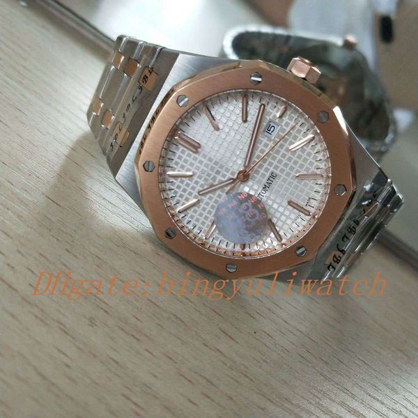 

luxury n8f mens watch stainless steel original clasp two tone rose gold and white dial automatic movement mechanical watches, Slivery;brown