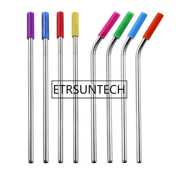 

200pcs/lot 304 stainless steel metal drinking straws for 20 oz cups tumbler reusable replacement with silicone