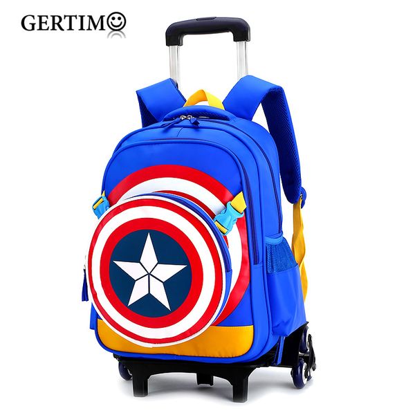 

triple wheels trolley school bag for girls and boys portable detachable backpacks for children alloy rod bags