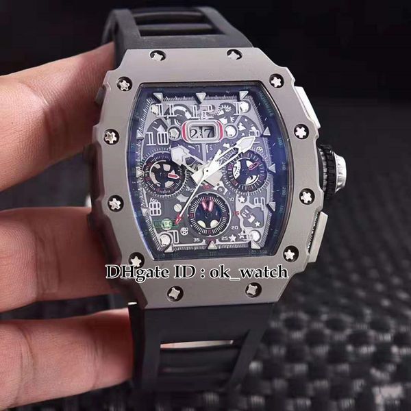 

new titanium стальной корпус skeleton циферблат 11-03 flyback chrono miyota автоматические мужские часы мужская уборная новый вид спорта час, Slivery;brown