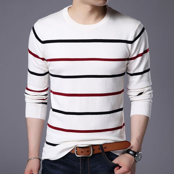 

stripe mens sweaters wool pullover casual cashmere sweater men pull homme black white striped slim male sweter knitted o neck, White;black