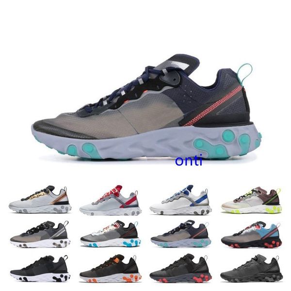 

discounts react element 87 55 running shoes for men women sail se taped seams royal tint anthracite total orange green mist sneakers, Black