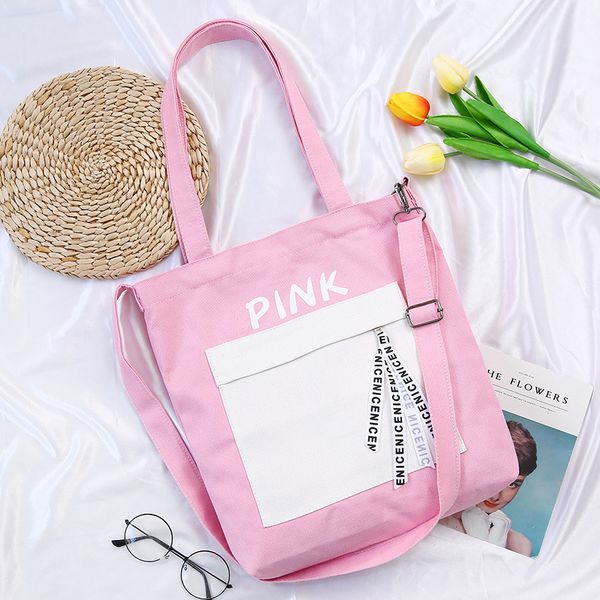 

розовый sugao дизайнер сумка женская сумка холщовая сумка кошелек новая мода женская сумка студент ткань сумки письмо простые сумки