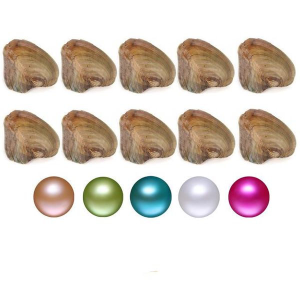 

wholesale diy 6-7mm round oyster pearl 25 mix color freshwater natural pearl gift diy loose decorations vacuum packaging for gift surprise, White
