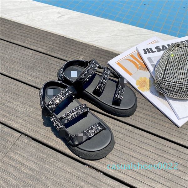 

france, paris c sandals slippers women sandals chain platform thick heel shoes zip super sandals designer casual shoes 01 c22, Red;white