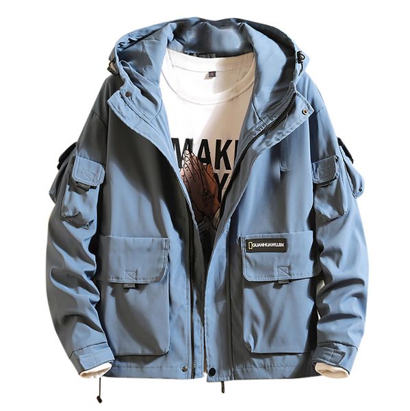 

jaycosin men's coats autumn winter hoodie outwear men jackets coat male fashion zipper patchwork man multi-pockets outwear coats, Black;brown