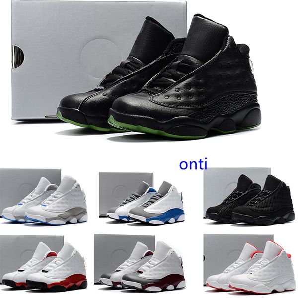 

2019 new j13 xiii mid high infra-bred 13 13s outdoor children basketball shoes boy girl young kid sport running sneaker size 28-35, Black