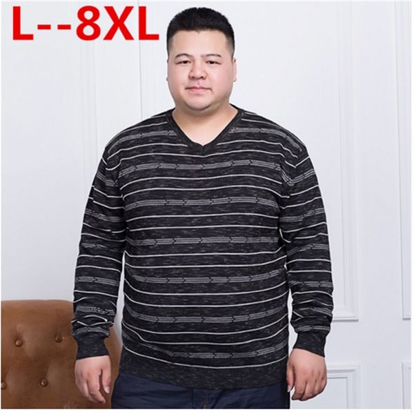 

big 8xl 7xl 6xl 5xl 4xl sweater men 2018 spring new loose fit striped knitted sweaters male plus size pullovers brand clothing, White;black