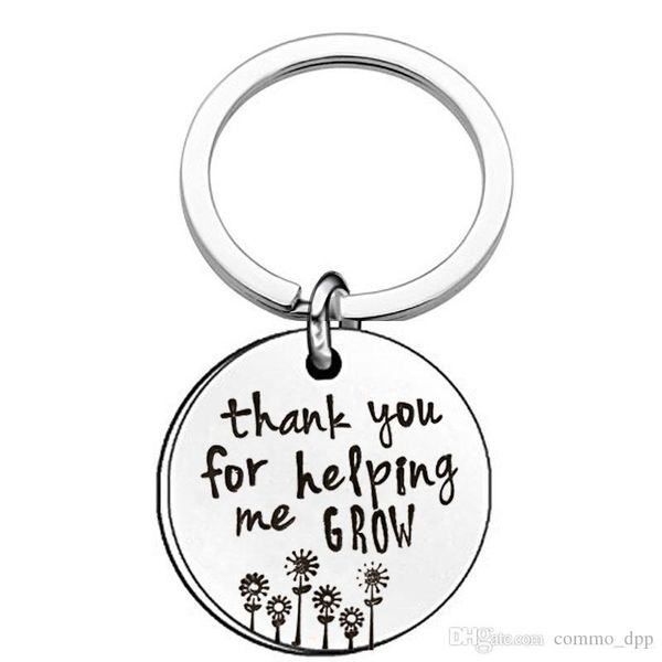 

подарок день учителя спасибо за помощь мне расти keychains для женщин mens учитель из нержавеющей стали брелки моды благодарственный jewel, Silver