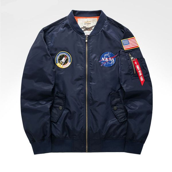 

mens designer jackets fashion nasa rocket embroidery badge thin coat luxury mens clothes casual trendy printing pilot jacket 2019 sell, Black;brown