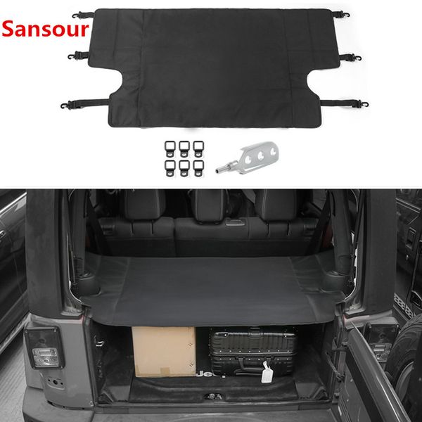 

sansour car interior trunk cover luggage carrier curtain with screw nut pull buckle tool decoration for wrangler jk 2007 up