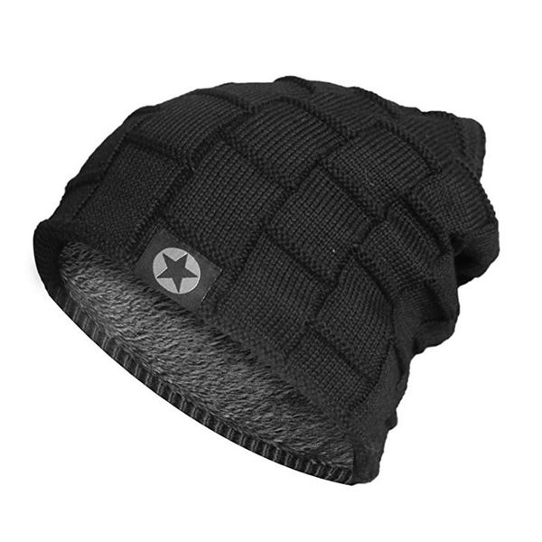 

star winter hat add fur warm beanies hat baggy skullies knitted hat for men women ski sports beanies cap, Blue;gray
