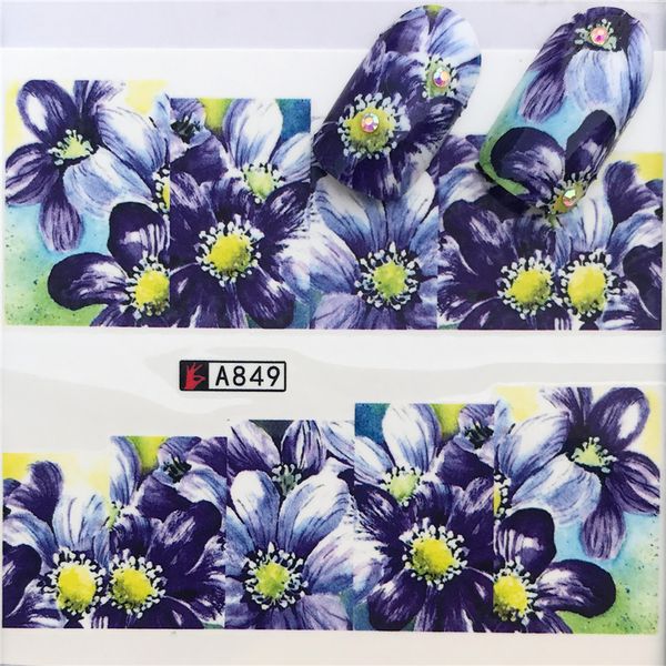 

1 листов newpurple lily flower mix цветов очарование nail art water transfer наклейка для ногтей советы украшения маникюрные инструменты, Black