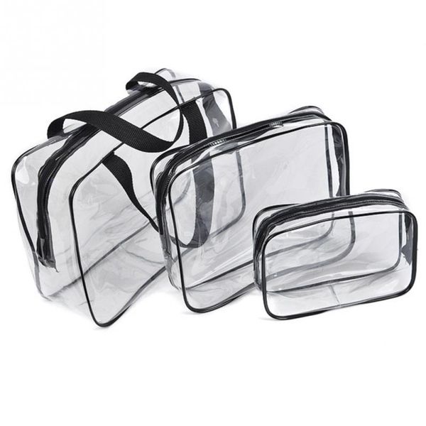 

3 pcs/set fashion eco-friendly transparent cosmetic bag women girls travel pvc make up toiletry bags makeup organizer case #5