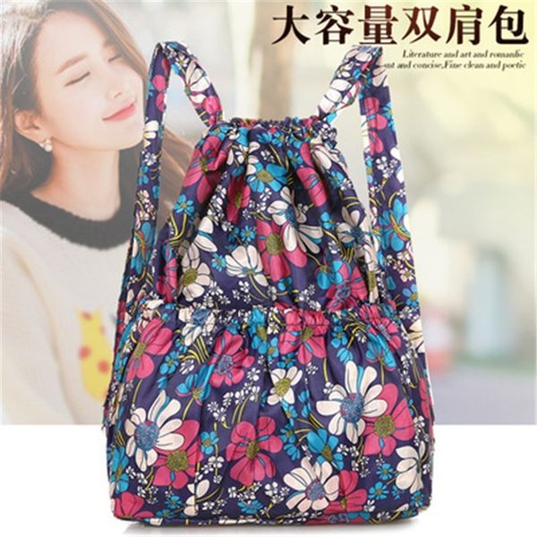 

korean version of the shoulder female folding ultra-light female shoulder large-capacity travel beam pocket drawstring