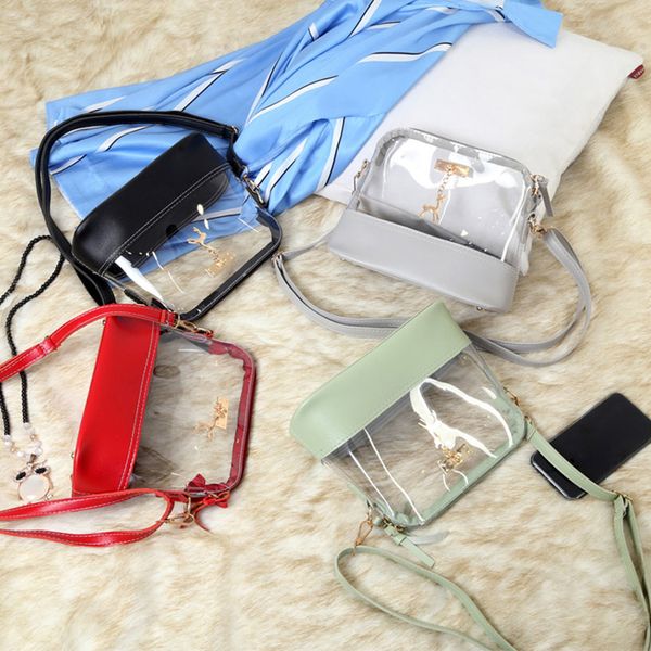 

women transparent bag pvc clear tote deer pendant female handbags beach crossbody bags for women messenger bag bolsas