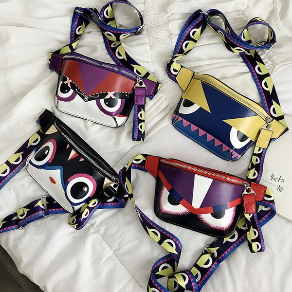 

fashion men women unique design casual small waist pack chest hip funny bum bag wide strap messenger bag graffiti printing new