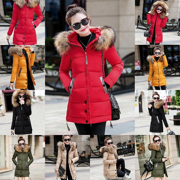 

long sleeve winter warm jacket women slim fashion hooded coat, Black;brown