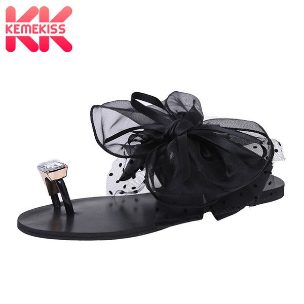 

kemekiss дамы квартиры сандалии боути флип-флоп тапочки плоские сандалии летняя обувь женщины партия пляжный отдых обувь размер 35-42 y20040, Black