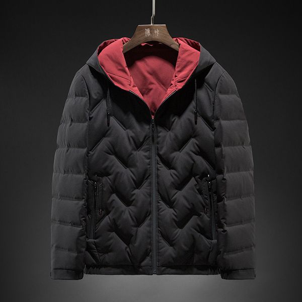 

men's down & parkas 90% white duck jackets mens warm winter coat thick overcoat hooded jaqueta masculina jk-750, Black