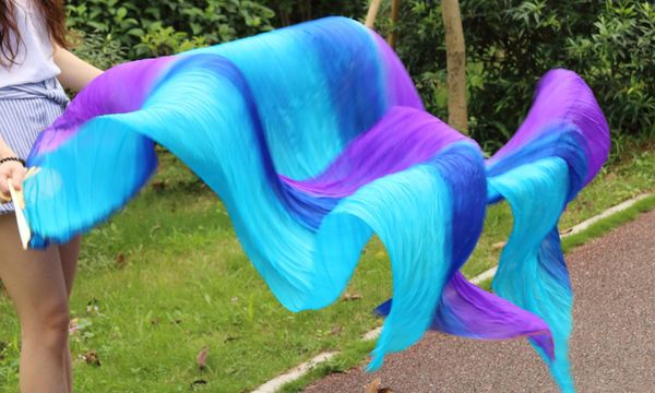 

2016 female chinese silk veils dance fans pair of belly dancing fans turquoise + blue + purple, Black;red