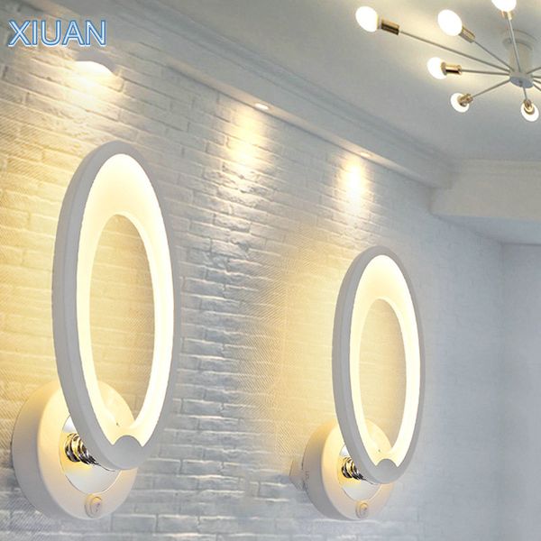 

minimalist modern led wall lamp with switch 10w ac 85-260v stair living room bedroom bedside wall light white round lamps