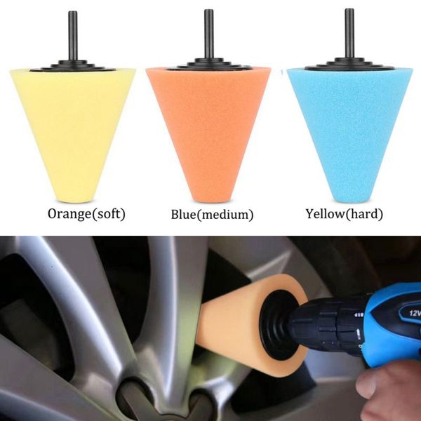 

1/4''/6mm wheel hub polish buffing shank polishing sponge cone metal foam pad automotive car cleaning wheel care a