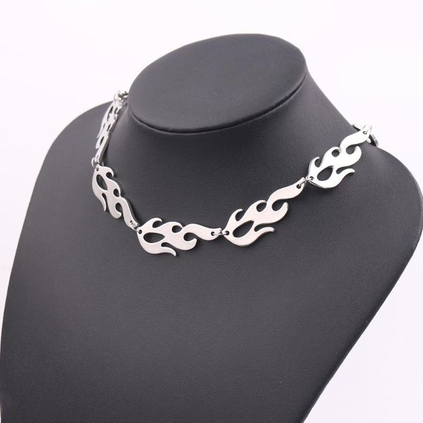 

harajuku streetwear flame necklace punk accessory rock chain choker necklaces, Golden;silver