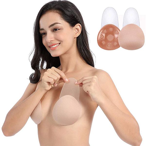 

transparent silicone placket breast lift strapless backless petals nippless covers push up self adhesive invisible sticky bra for women