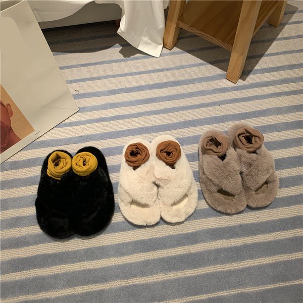 

shoes ladies' slippers low platform fur flip flops luxury slides slipers women plush designer flat 2019 hoof heels fashion rome, Black