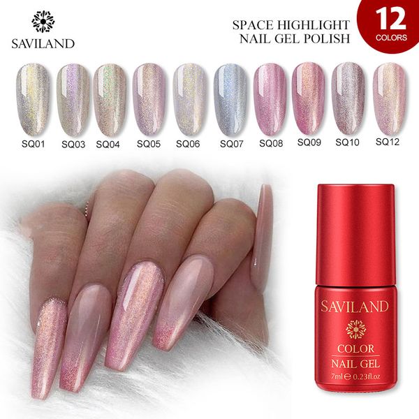 

saviland 7ml space gold series glitter highlight uv gel diamond glitter gel chameleon effect diy paint nail art, Red;pink