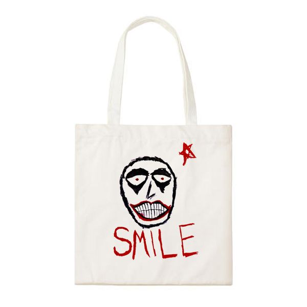 

smile face rock band goth fashion daily canvas shopping bag handbags school bags
