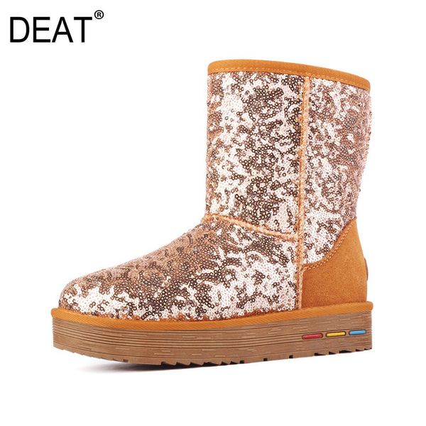 

deat] 2019 round toe bling casual personality pu leather velvet shoes women short snow boots new spring autumn fashion 10e210, Black