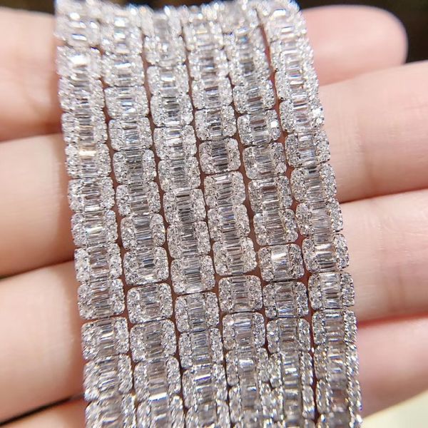 

handmade 925 sterling silver square simulated diamond bracelets for women luxury engagement wedding party jewelry long 18cm, Black