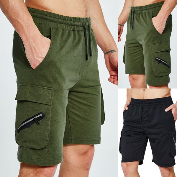 

летние мужчины slim fit gym повседневные шорты для тренировок эластичные брюки-карго new, White;black