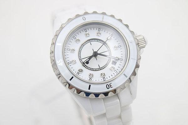 

new 38mm big full watches wristwtches quartz diamond dial womens ceramic watch white bezel fashion ladies watches, Slivery;brown