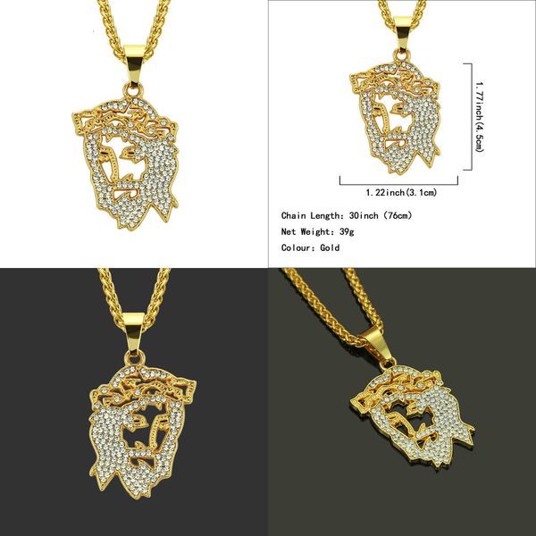 

necklace man hip-hop fully-jewelled pendeloque cut pendant necklace chunky men gold pendant collier de bijoux de créateurs de luxe, Silver