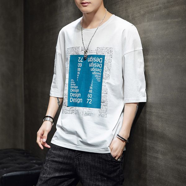 

mens designer hoodie short sleeve t-shirt trend five sleeve fashion brand casual ins t-shirt loose clothing, Black