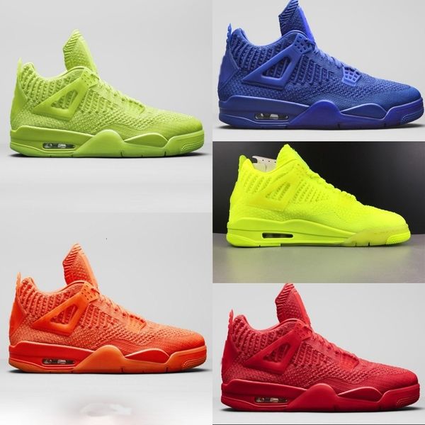 

knit 4 fly university red super sapphire blue full orange fluorescent knitted basketball shoes mens 4s knitted sports shoes