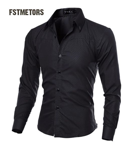 

2019 fstmetors autumn fashion man shirt cultivate one's morality into the color double led leisure men long sleeve shirt slim fit, White;black