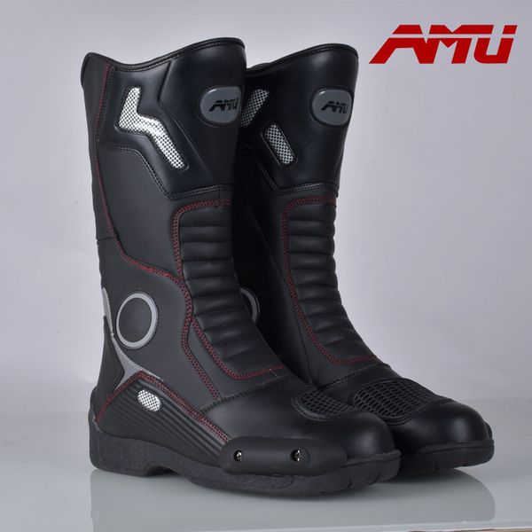 

leather motorcycle ride boots automobile race shoes tall boots male